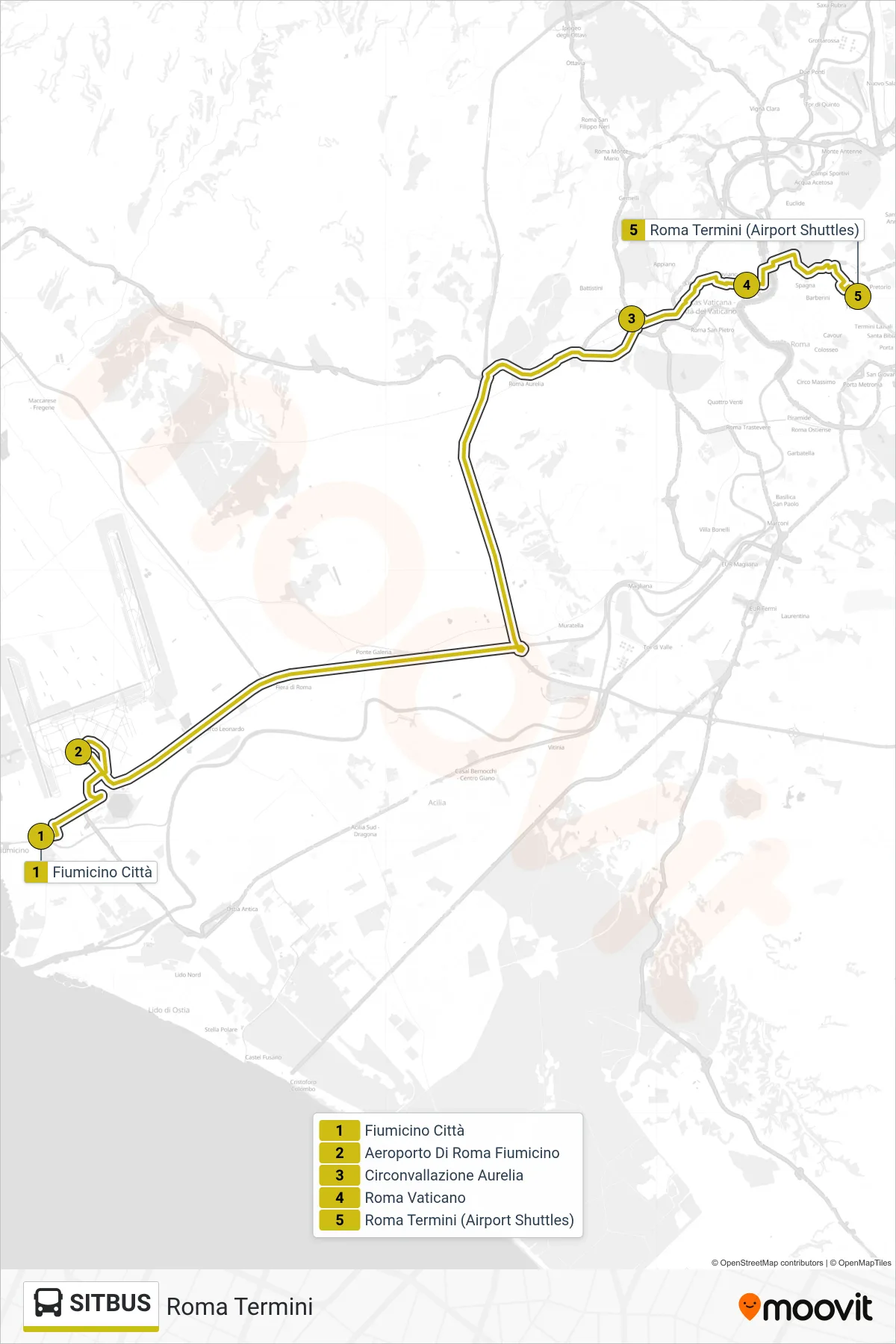 Linea SITBUS bus (Roma Termini) - Percorsi e fermate sulla mappa