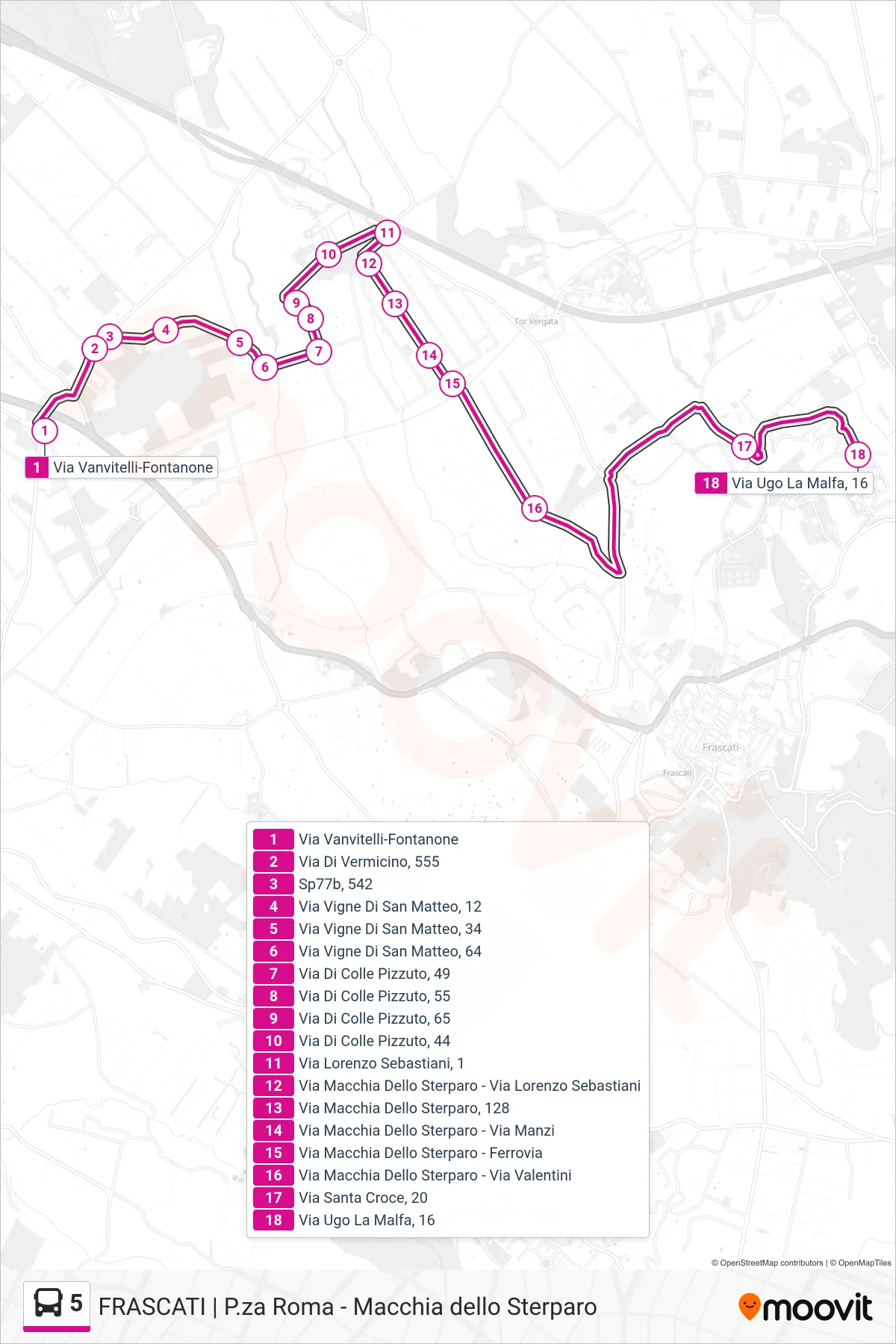 Linea 5 bus (Cocciano) - Percorsi e fermate sulla mappa
