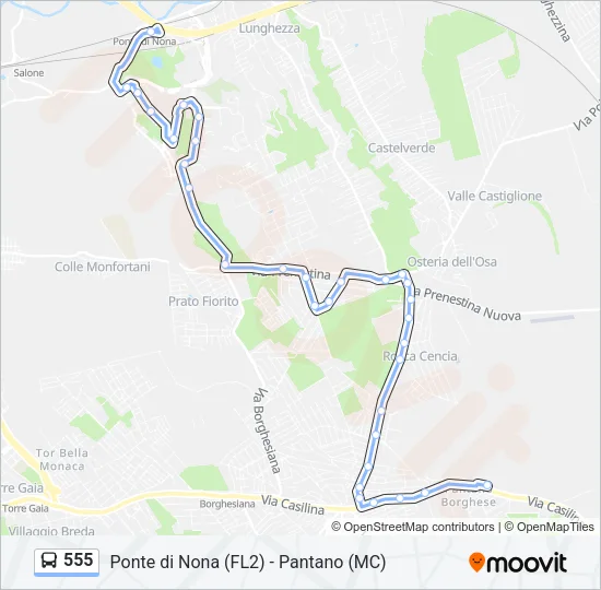 555 Bus Line Map