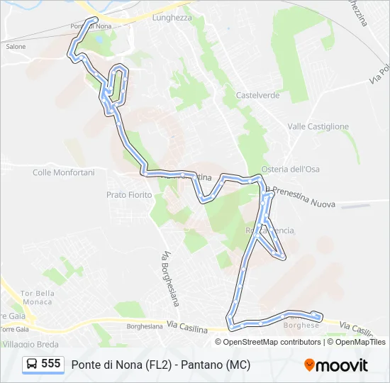 555 Bus Line Map