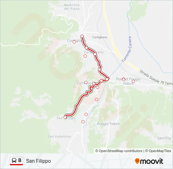 B Bus Line Map