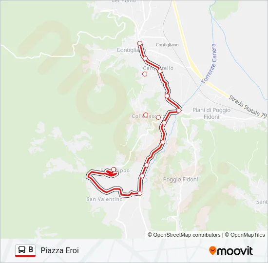 B Bus Line Map