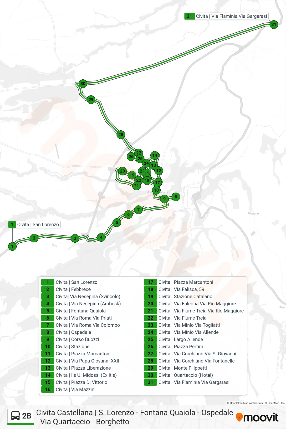 Linea 2B bus (Quartaccio) - Percorsi e fermate sulla mappa