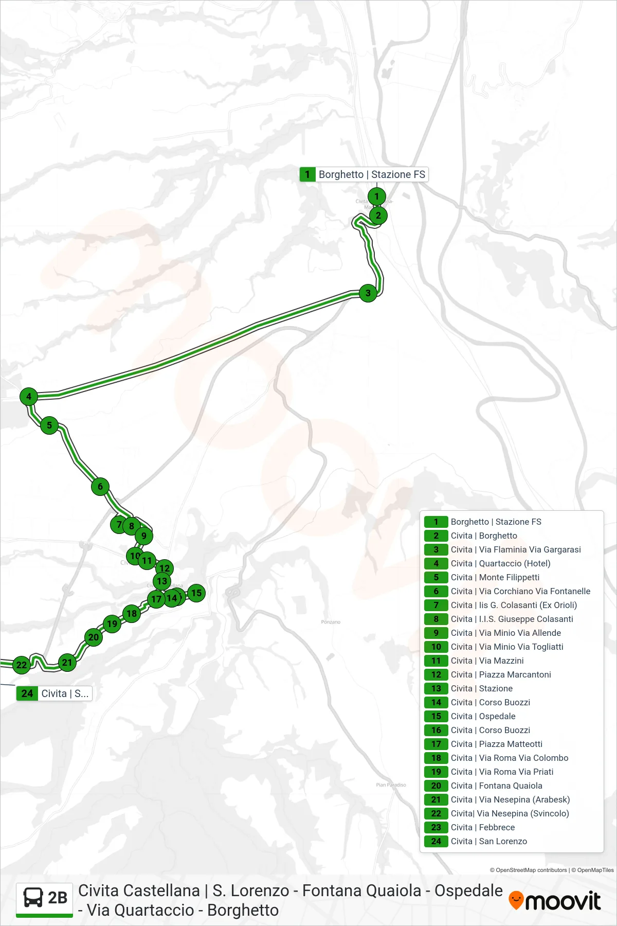 Linea 2B bus (San Lorenzo) - Percorsi e fermate sulla mappa