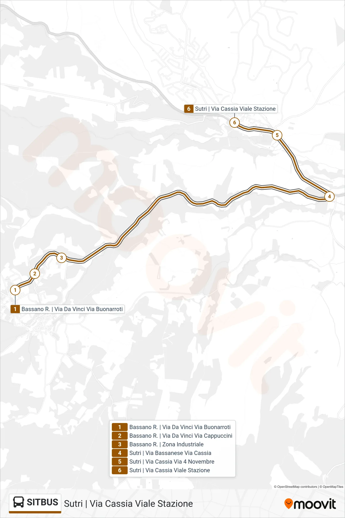 Linea SITBUS bus (Sutri | Via Cassia Viale Stazione) - Percorsi e fermate sulla mappa