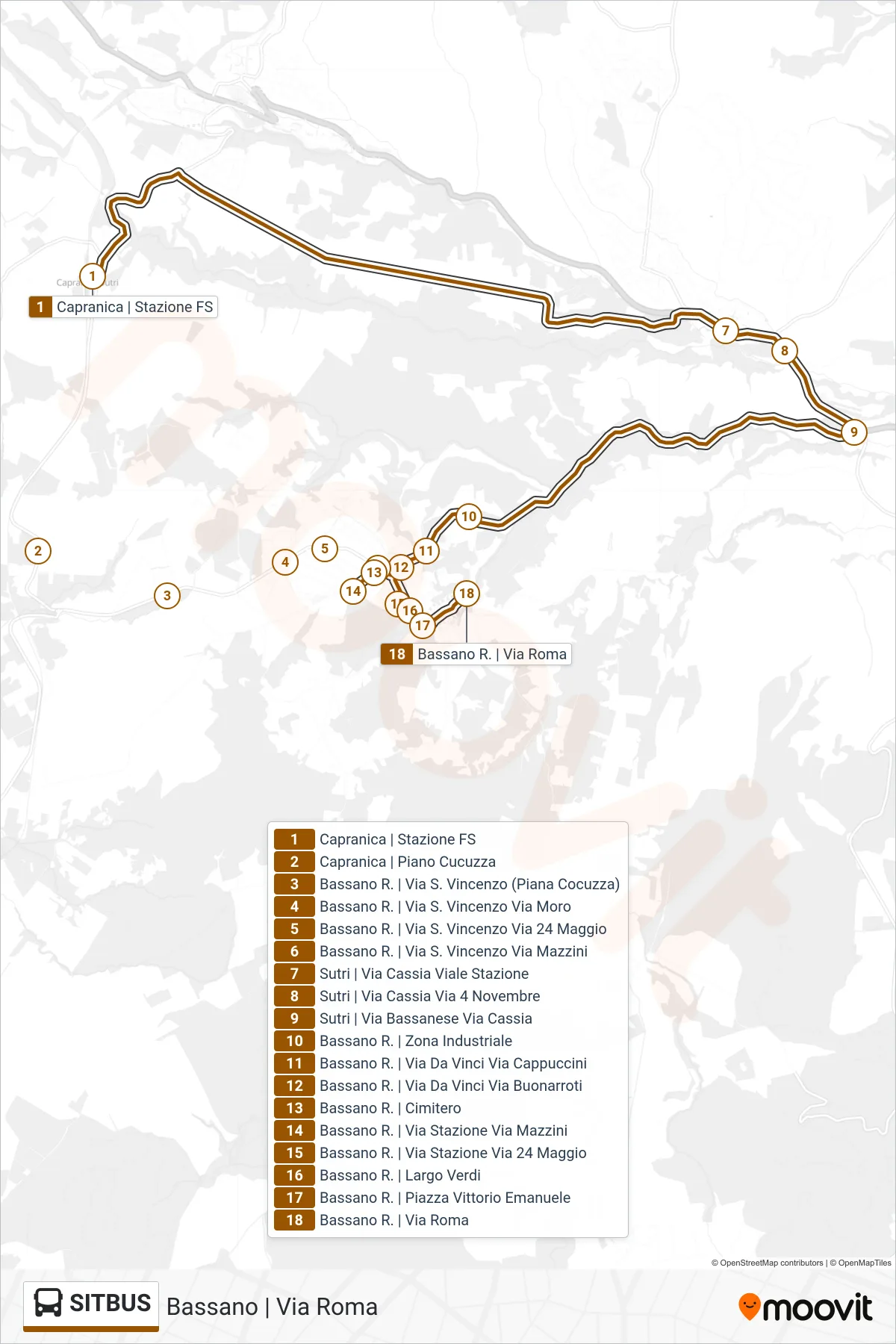 Linea SITBUS bus (Bassano | Via Roma) - Percorsi e fermate sulla mappa