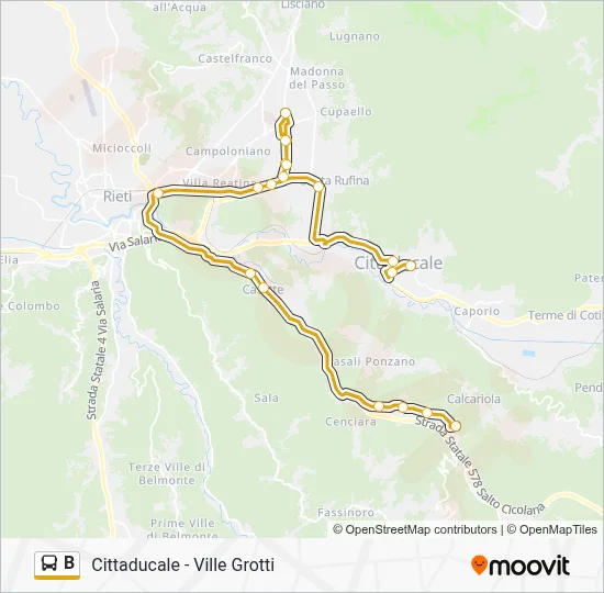Percorso linea bus B