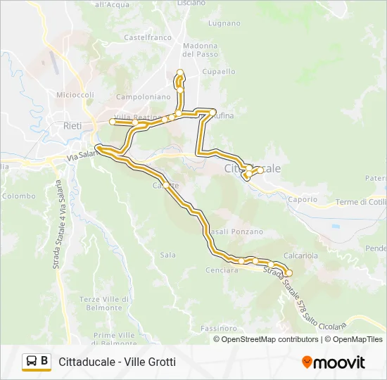 Percorso linea bus B