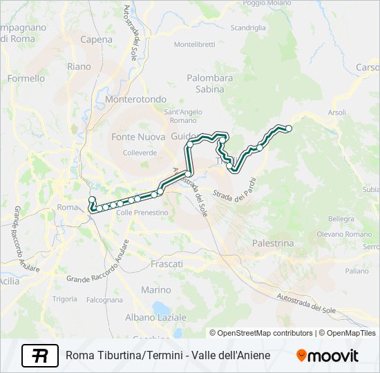 Percorso linea treno R