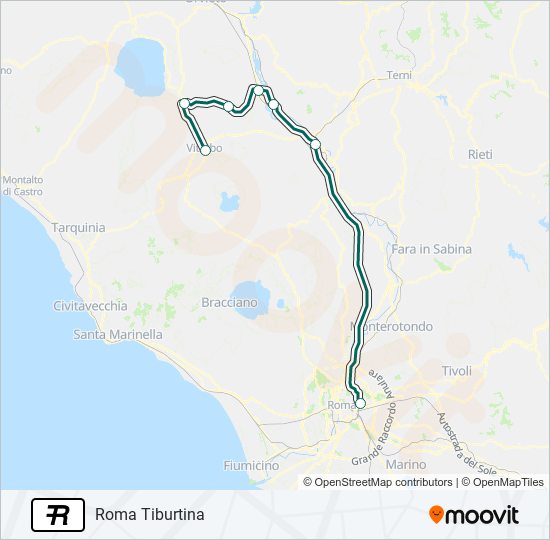 Percorso linea treno R