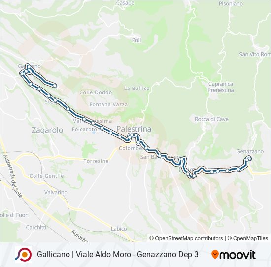 Percorso linea bus COTRAL