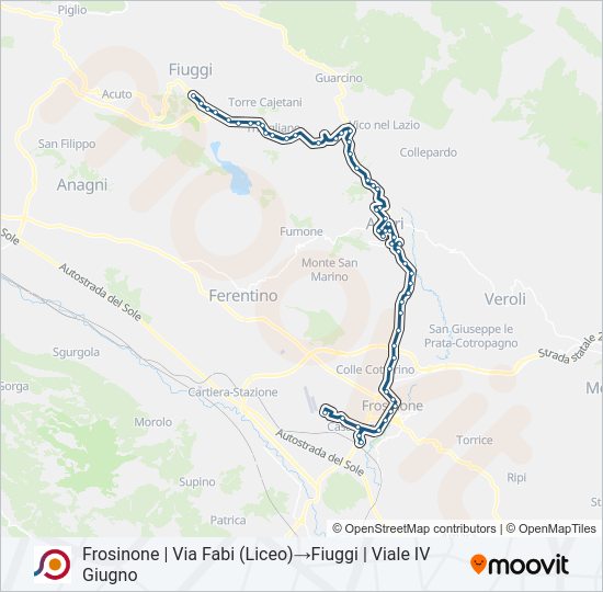 Percorso linea bus COTRAL