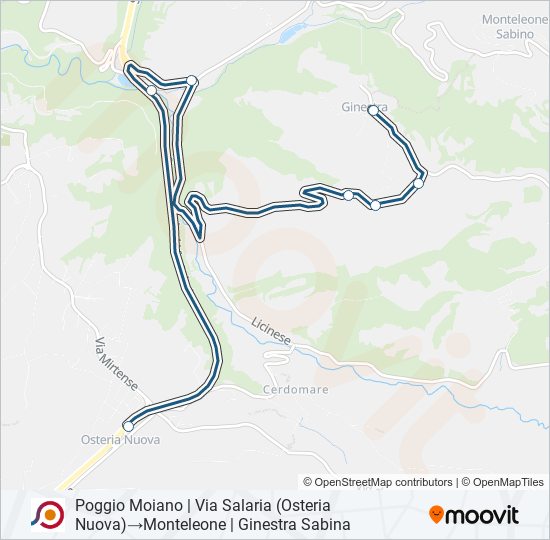 Percorso linea bus COTRAL