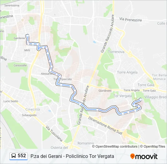 552 Bus Line Map