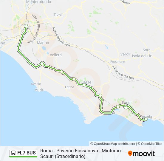 Percorso linea bus FL7 BUS