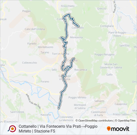 Percorso linea bus COTRAL