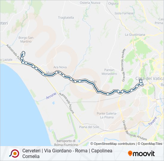 Percorso linea bus COTRAL