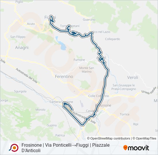 Percorso linea bus COTRAL