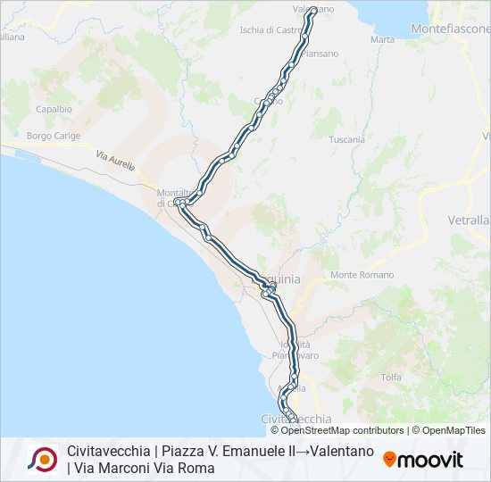 Percorso linea bus COTRAL