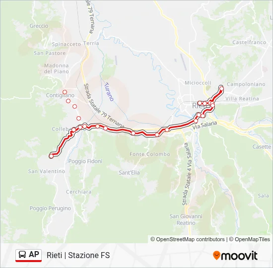 Percorso linea bus AP
