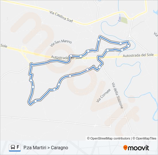 Percorso linea bus F