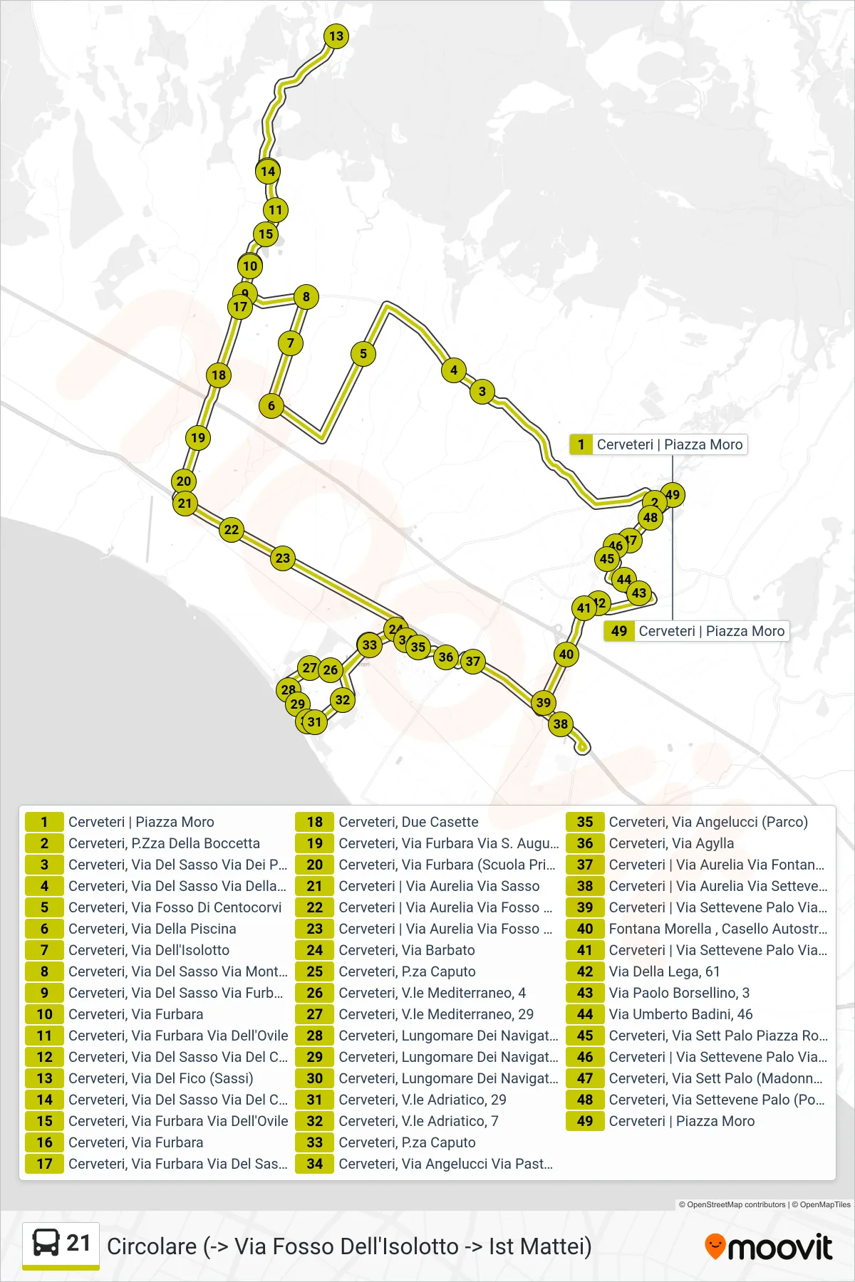 Linea 21  bus (Circolare (-> Via Fosso Dell'Isolotto -> Ist Mattei)) - Percorsi e fermate sulla mappa