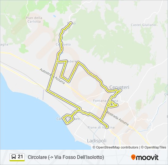 21 bus Line Map