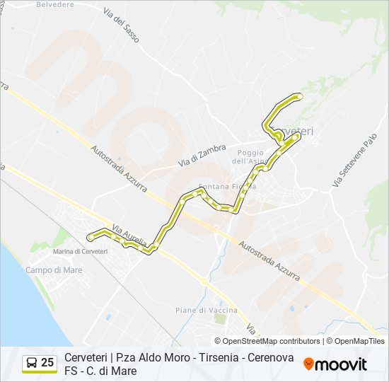 Percorso linea bus 25