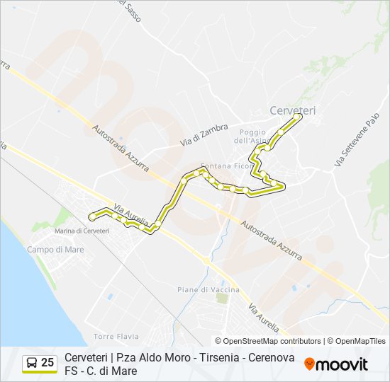 25 bus Line Map