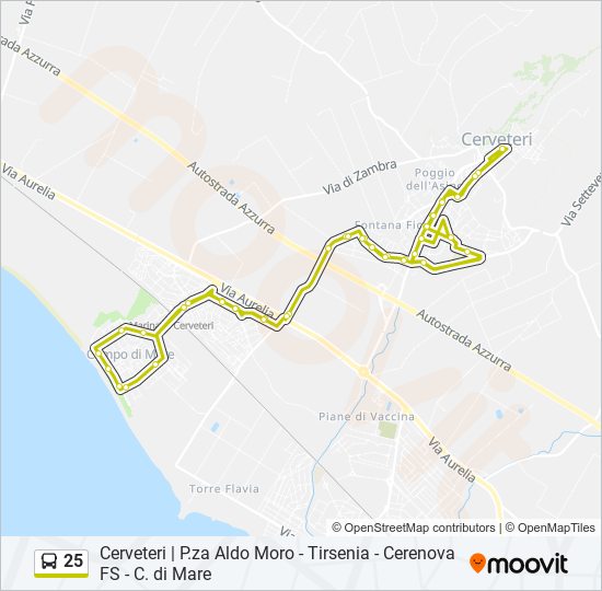 25 bus Line Map