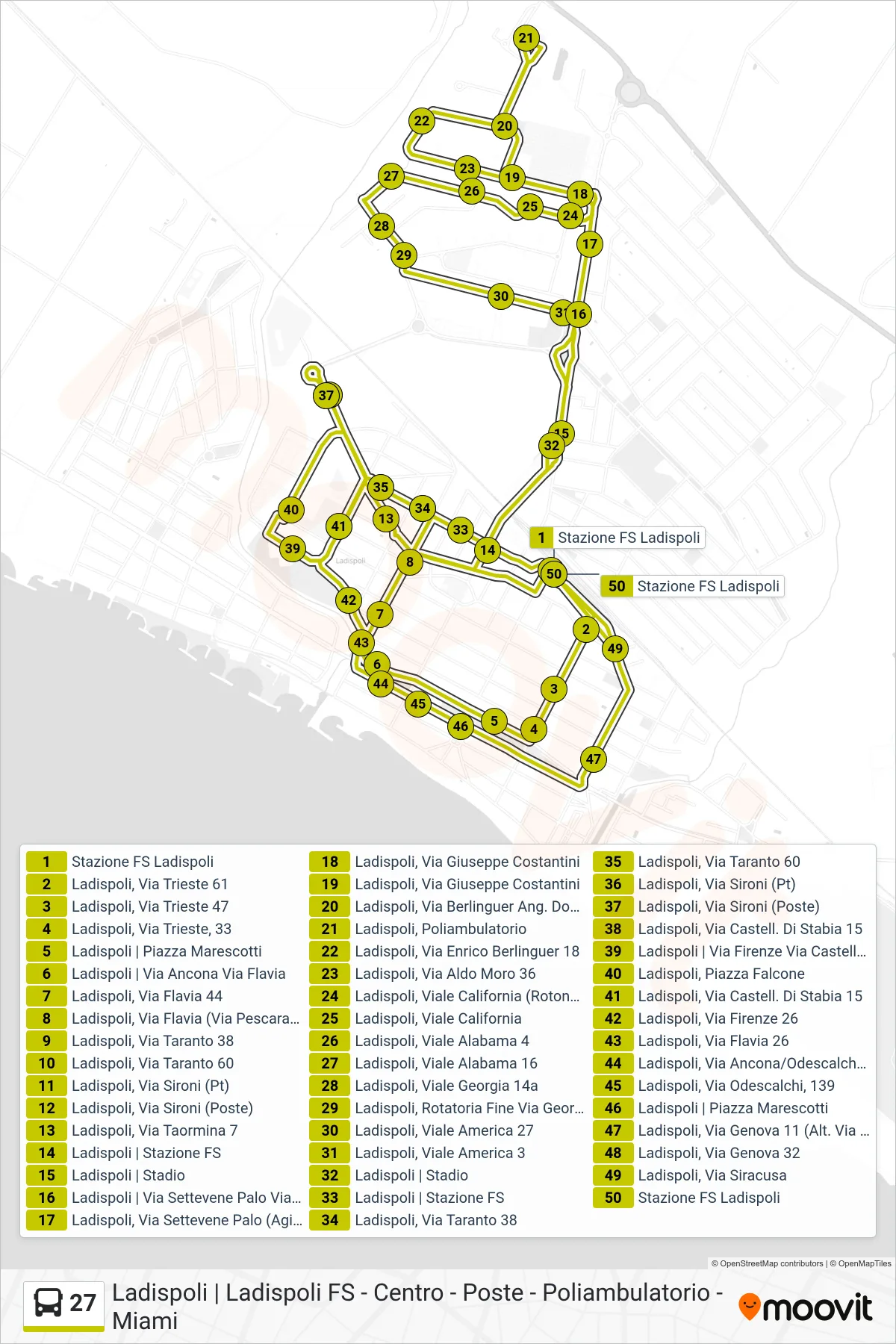 Linea 27 bus (Circolare (-> P.za Falcone)) - Percorsi e fermate sulla mappa