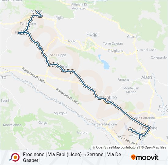 Percorso linea bus COTRAL