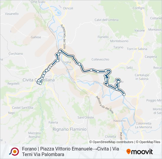 Percorso linea bus COTRAL