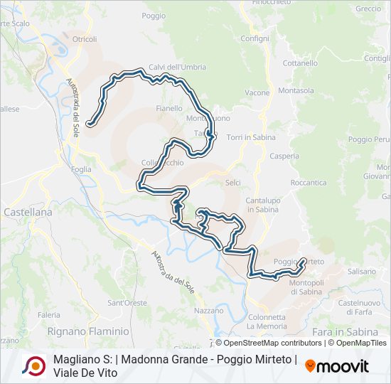 Percorso linea bus COTRAL