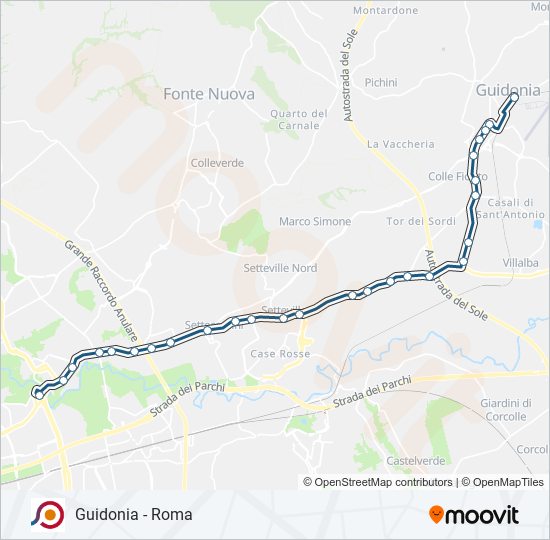 Percorso linea bus COTRAL