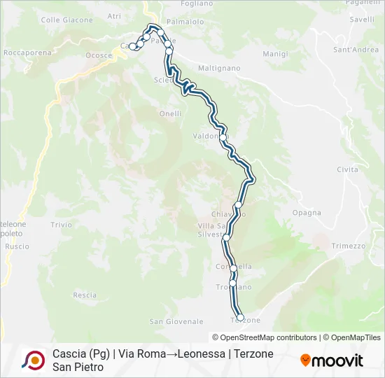 Percorso linea bus COTRAL