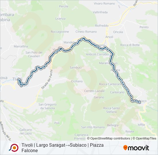 Percorso linea bus COTRAL