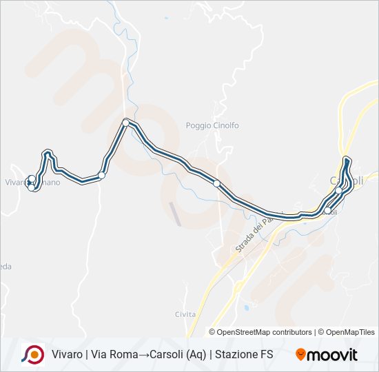 Percorso linea bus COTRAL