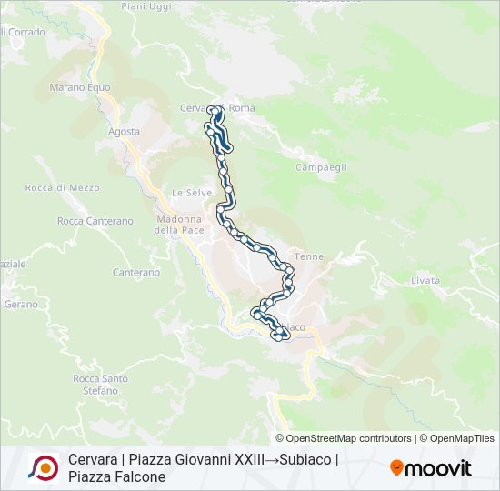 Percorso linea bus COTRAL