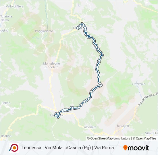 Percorso linea bus COTRAL