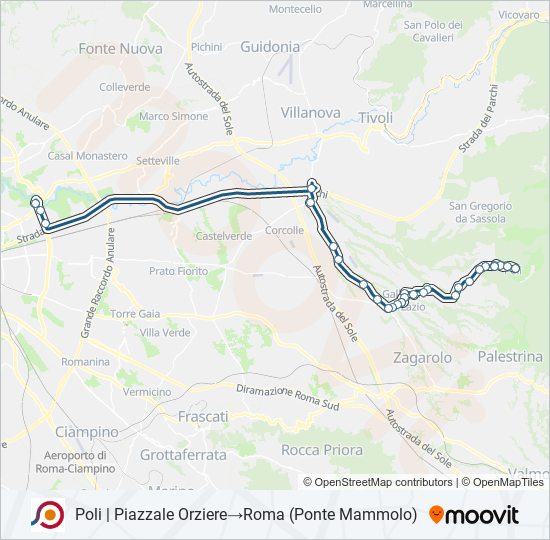 Percorso linea bus COTRAL