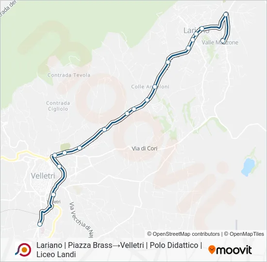 Percorso linea bus COTRAL