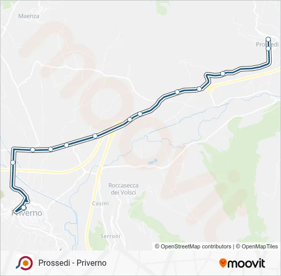 Percorso linea bus COTRAL