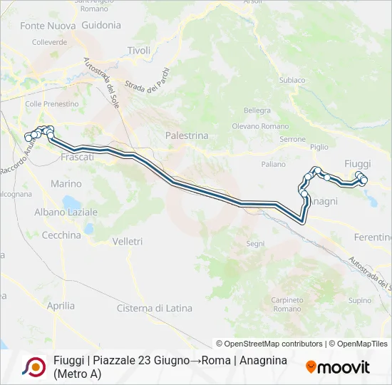 Percorso linea bus COTRAL