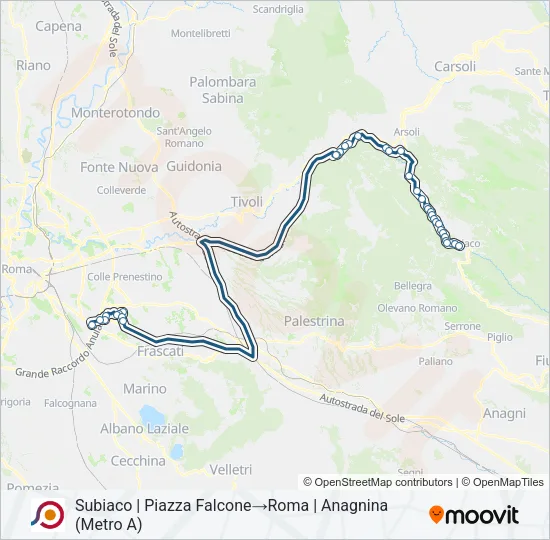 Percorso linea bus COTRAL