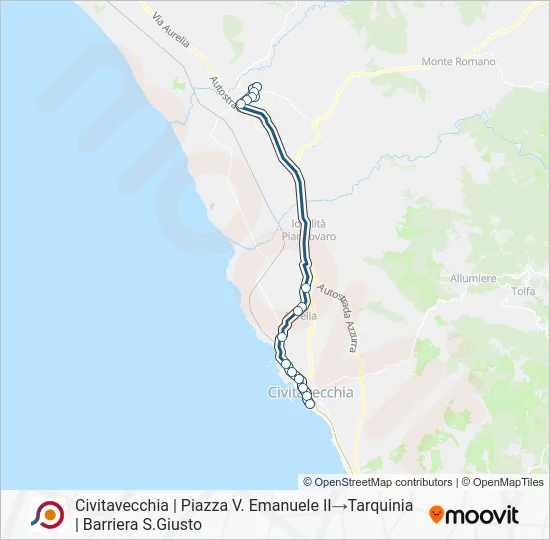 Percorso linea bus COTRAL