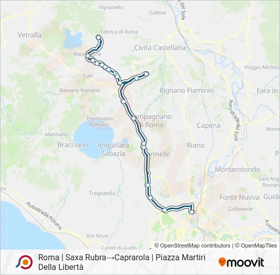 Percorso linea bus COTRAL