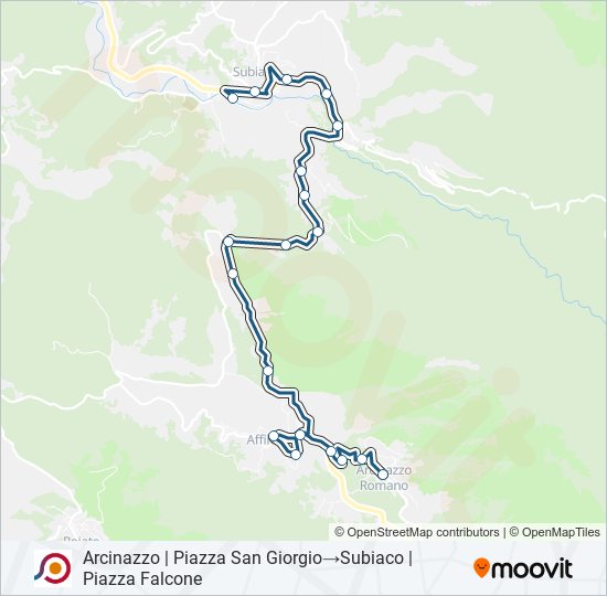 Percorso linea bus COTRAL