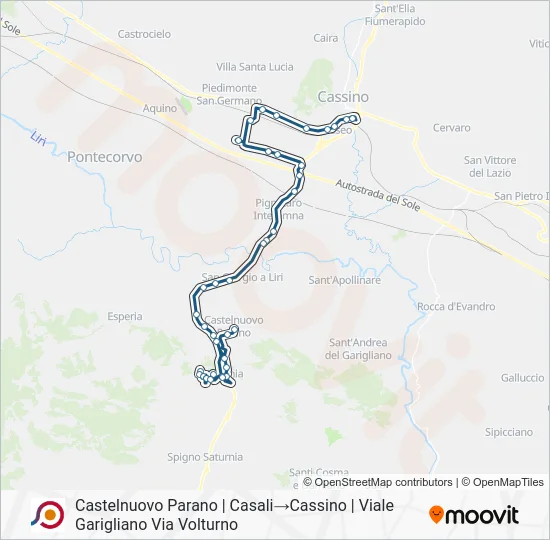 Percorso linea bus COTRAL