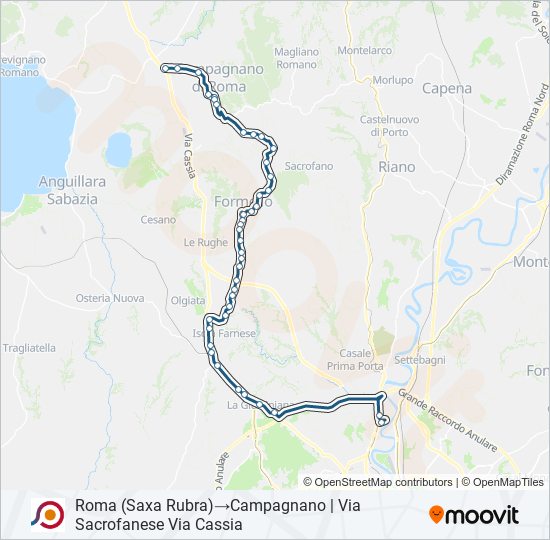 Percorso linea bus COTRAL